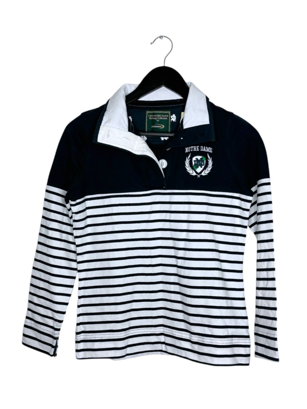 NWT Lansdowne Notre Dame Heritage Collection Rugby Stripe Polo Shirt XS Preppy